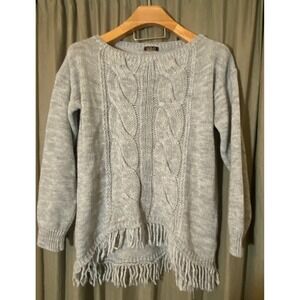 LOLA Grey Cable Knit Fringe Sweater Made in Italy Women